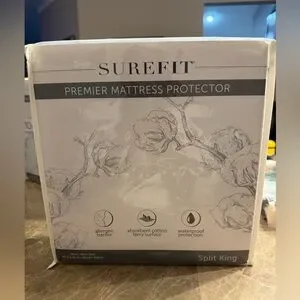 Surefit Mattress Protector For Adjustable Bed 100% Terry Cotton White Split King