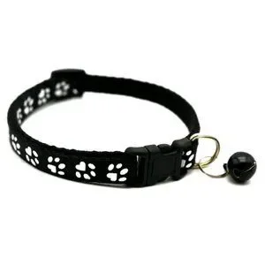 Sweet Heart Paw Print Black Cat Collar With Bell And Toys Gift Package