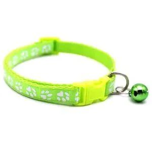 Sweet Heart Paw Print Lime Green Cat Collar With Bell And Toys Gift Package