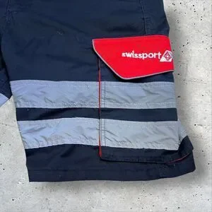 Swissport Uniform Cargo Shorts Men S Size 34 Reflective Utility Workwear Navy