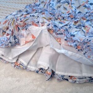 Tahari Blue And Orange Ruffled Sundress