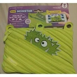 Talking Monstar Zipit Talking 3 Ring Pouch Pencil Pen Pouch Lime Green NEW