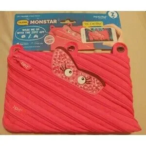 Talking Monstar Zipit Talking 3 Ring Pouch Pencil Pen Pouch Hot Pink NEW