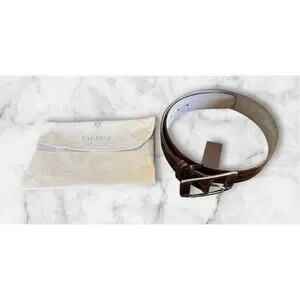 Tardini Men's American Alligator Textured Wrap Buckled Brown Belt 34