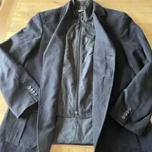 Tasso Elba Mens Faux Suede Jacket Jacket Coat 4 Pocket Full Zipp & 3 Button Larg