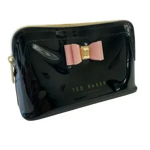 Ted Baker Black and Pink Bow Make Up Bag
