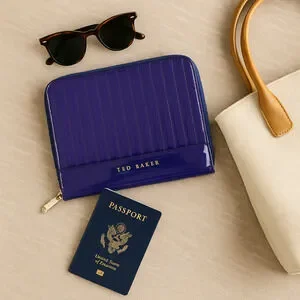 Ted Baker Quilted Patent Leather IPad Tablet Case Portfolio Purple Glossy