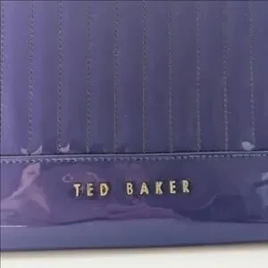 Ted Baker Quilted Patent Leather IPad Tablet Case Portfolio Purple Glossy