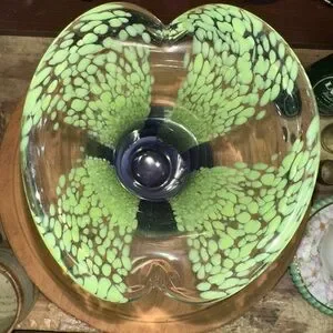 Teleflora Gift Hand Blown Mottled Green And Purple Glass Vase Excellent
