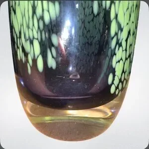 Teleflora Gift Hand Blown Mottled Green And Purple Glass Vase Excellent