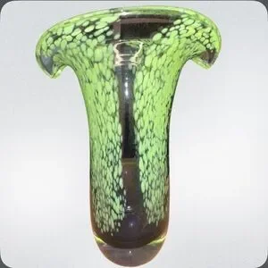 Teleflora‎ Gift Hand Blown Mottled Green And Purple Glass Vase Excellent