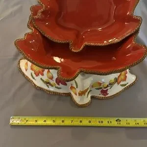 Temptations 3PC Seasonal Autumn Leaf Ceramic Figural Bowl Set
