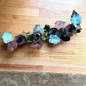 Terrain vintage look Metal Leaf Candle Holder for 4 candles aged patina …