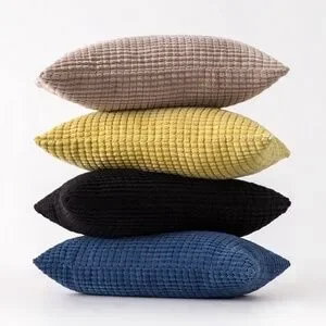 Textured Corduroy-Inspired Throw Pillow Cover – 18" x 18" Soft Waffle Weave