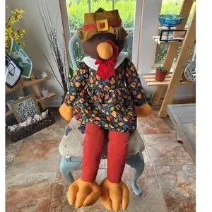 Thanksgiving Turkey Fall Harvest Decor Autumn Turkey Figurine plush 4 foot Doll