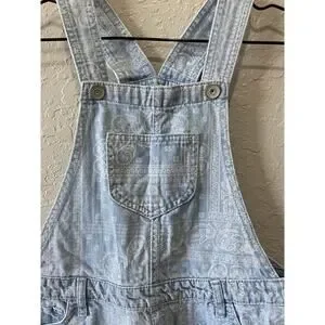 The Children's Place Girls Blue Denim Paisley Overall Shorts Size 10