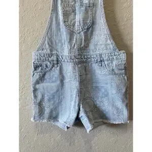 The Children's Place Girls Blue Denim Paisley Overall Shorts Size 10