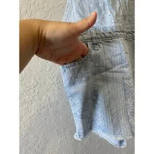 The Children's Place Girls Blue Denim Paisley Overall Shorts Size 10