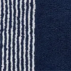 The Company Store Company Cotton Striped 24 In. X 17 In. Navy Bath Rug