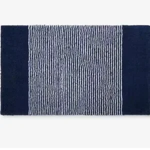 The Company Store Company Cotton Striped 24 in. x 17 in. Navy Bath Rug