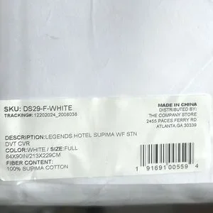 The Company Store Legend Hotel Supima Wrinkle-Free Sateen Duvet Cover White Full