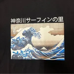 The Great Wave Off Kanagawa Black T Shirt Size 4XL