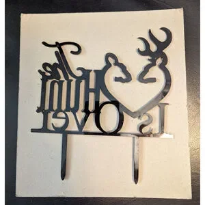 The Hunt Is Over Custom Wedding Cake Topper Made In The USA Black Acrylic
