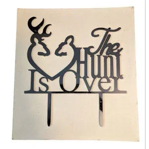 The Hunt Is Over Custom Wedding Cake Topper Made In The USA Black Acrylic