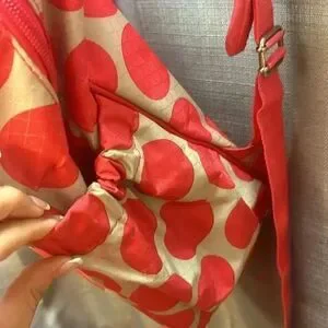 Thirty-One Mod Coral Polka Dot Backpack Monogram M