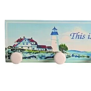 This Is The Day The Lord Has Made Lighthouse Wood Hooks Wall Hanger Gift NEW