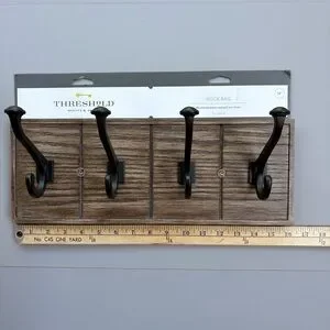 Threshold Hook Rail Coat Rack Wall Mounted Rustic Wood Farmhouse Organizer