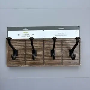 Threshold Hook Rail Coat Rack Wall Mounted Rustic Wood Farmhouse Organizer