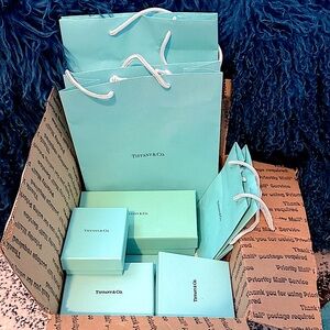 Tiffany & Co. 10pc Boxes & Bags Bundle Including 1 Sunglasses Box + Wipe Cloth