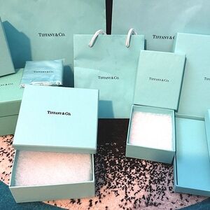 Tiffany & Co. 10pc Boxes & Bags Bundle Including 1 Sunglasses Box + Wipe Cloth