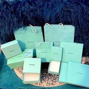 Tiffany & Co. 10pc Boxes & Bags Bundle including 1 sunglasses box + wipe cloth