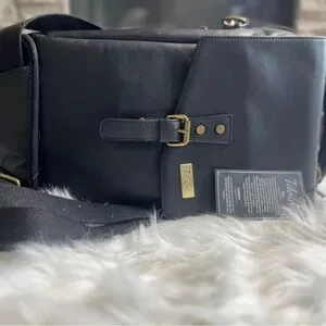 Tilvini Black Genuine Leather Insulated Wine Bag & Tumbler Set NWT