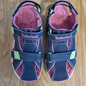 Timberland Big Girls Sandals Water Shoes Size 5 Navy Pink Light Green