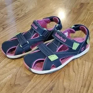 Timberland Big Girls Sandals Water Shoes Size 5 Navy Pink Light Green