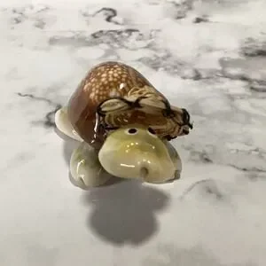 Tiny Shell Turtle W/Hat Hand Crafted EUC