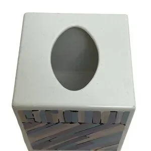 Tissue Box Cover And Toothbrush Holder Vintage Modern Purple Print