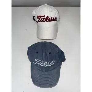 Titleist FJ FootJoy Blue Hat White Golf Pro V1 Logo Performance Cap Bundle Lot