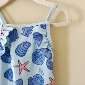 Toddler Girl’s Carter’s Blue Seashell Print One Piece Swimsuit