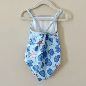 Toddler Girl’s Carter’s Blue Seashell Print One Piece Swimsuit