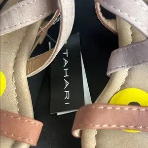 Toddler Tahari Pink And Tan Sandals With Crisscross Straps