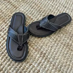 Tommy Bahama Leather Anchors Astern Thong Flip Flop Sandals BROWN Size 9