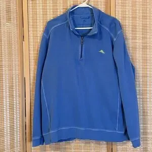 Tommy Bahama Mens XL‎ Sweatshirt Antigua Half Zip Blue Activewear Resort Beach