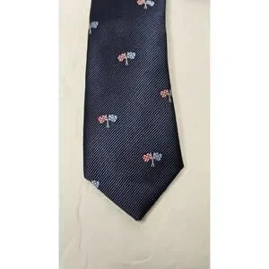 Tommy Hilfiger Boys Racing Neck Tie Polyester Blend Navy Blue Flags