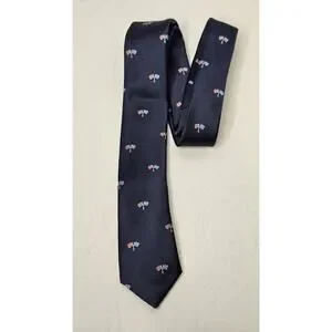 Tommy Hilfiger Boys Racing Neck Tie Polyester Blend Navy Blue Flags