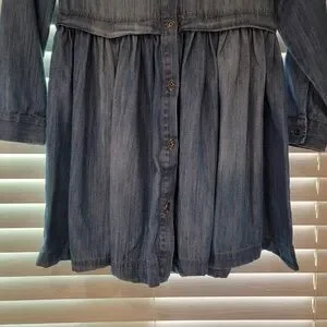 Tommy Hilfiger Denim Jean Dress Girls 8 Blue Long Sleeves Button Front Pocket