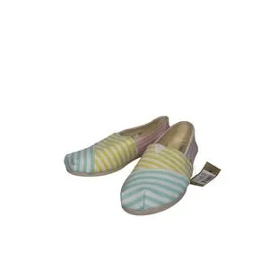 TOMS Women's Classic Slip On Shoes Size 9 Multi Color Stripe Canvas Casual